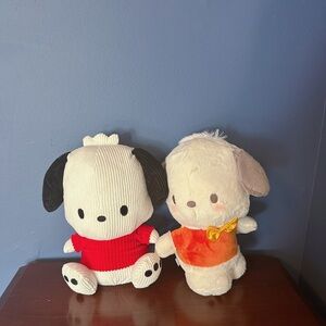 NWT Sanrio Pochacco Plush 11.4” Set Sitting Corduroy/Standing Chic Style Round1